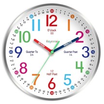 Roymnie Wall Clock for Kids Learning to Tell Time Easily Non Ticking Bat... - £18.36 GBP