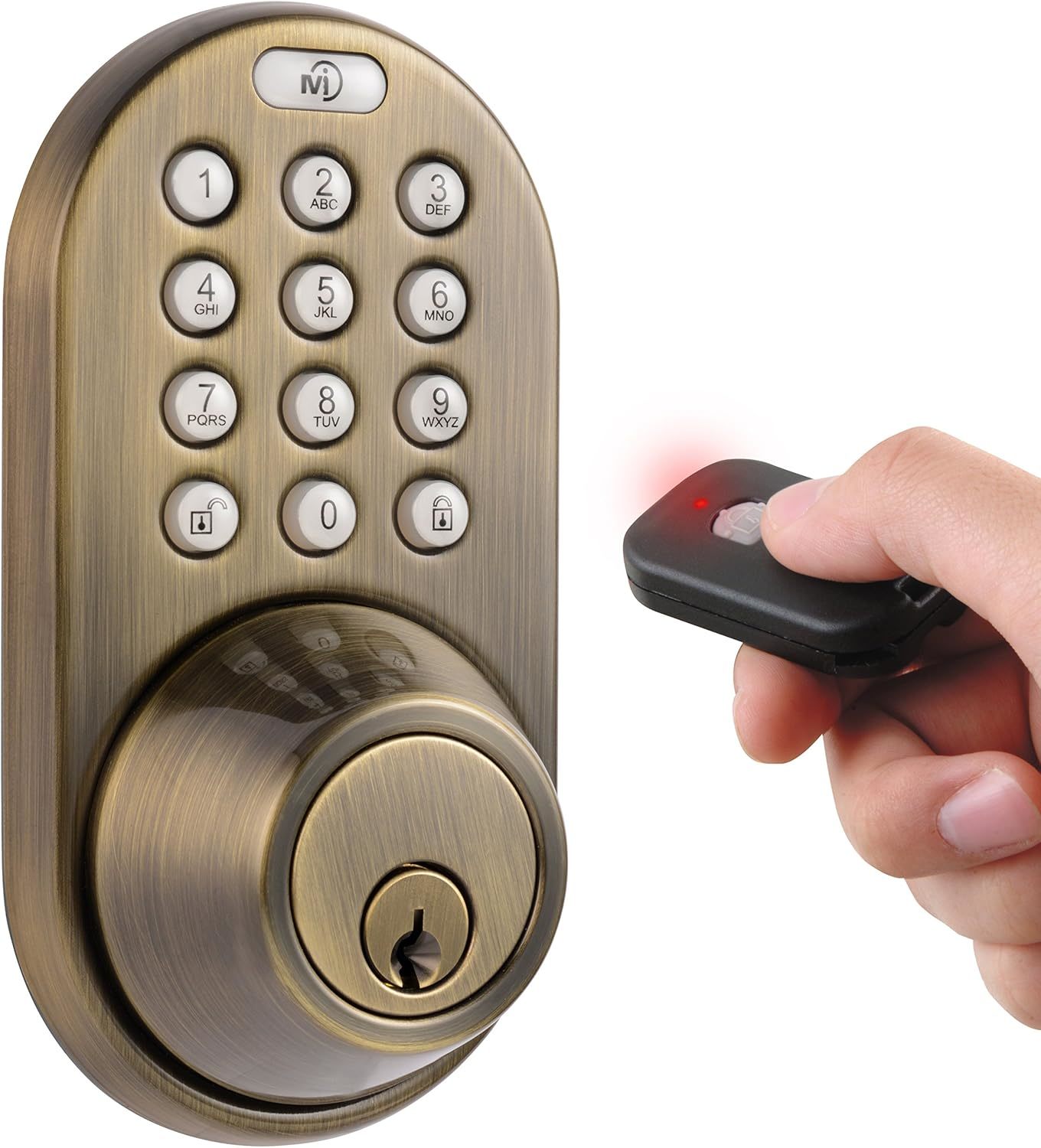 Milocks Xf-02Aq Digital Deadbolt Door Lock With Remote Control, Antique ... - $97.98