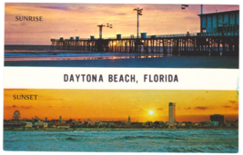 Vtg Postcard-Daytona Beach FL-Sunrise Sunset-Pier-Skyline-Chrome-FL2 - £2.99 GBP