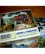 Jigsaw Puzzle 1000 Pcs England Bus Stop Country Village Dogs Cat Geese C... - £10.21 GBP