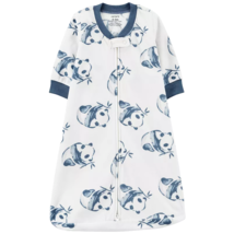 Baby Fleece Sleep Sack 2-Way Zip Soft 6-9 Months Unisex White Blue Pandas - £15.62 GBP