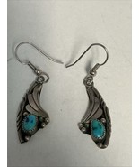 Vintage Native American Sterling And Turquoise Drop Dangle Pierced Earri... - $37.57