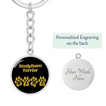 Sealyham Terrier Mama Circle Keychain Stainless Steel or 18k Gold Dog Mom Penda - £30.33 GBP+