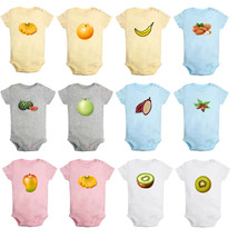 Cute Fruit Image Print Baby Bodysuits Newborn Rompers Infant Jumpsuits Outfits - £8.60 GBP