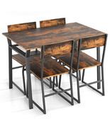 5 Piece Dining Table Set with Storage Rack and Metal Frame-Coffee - Colo... - $5,950.39 MXN