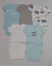 Carter&#39;s 5 Pack Bodysuits For Boys Preemie Premature Size Reborn Dolls - £11.93 GBP