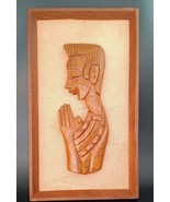 Vintage Praying Man Carved Teak Silhouette, VERY MCM, Framed Wall Art by... - $24.69 CAD