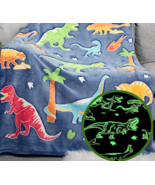 Glow in the Dark Dinosaur Blanket 50x60 Fleece Throw for Kids Cozy Bedti... - $31.00 CAD