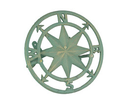 Zeckos Cast Iron Compass Wall Mounted Decorative Hanging Garden Hose Holder - £54.44 GBP