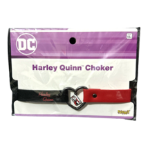  Harley Quinn Black &amp; Red Heart Choker Collar W/ Snap Closure Measures 12.5&quot;-15&quot; - £7.47 GBP