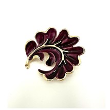 Vintage Purple Enamel Leaf Fern Brooch Autumn Fall Gold Tone Lapel Pin - £13.61 GBP