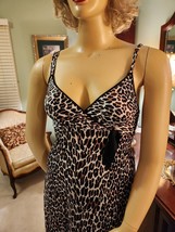 Vintage Vanity Fair Sz M Leopard Animal Print Silky Nylon Nightgown EUC Made USA - £24.80 GBP