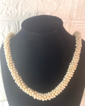 Vintage Cluster Small Braided Faux Pearl Necklace Long Single Strand 17&quot; - £13.06 GBP