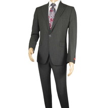 Men Suit BERLUSCONI Italian Wool 180's Pin Stripe One Button Peak UGS95-03 Gray image 2