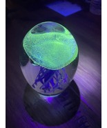 Art Glass Pink Jellyfish Paperweight Glows in the dark / Blacklight CV JD - $546.51 MXN