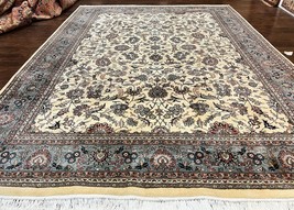 Indian Oriental Rug 9x12 Wool Handmade Vintage Carpet Cream Ivory Floral Allover - £1,818.01 GBP