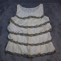 J. Crew Shirt Womens 2 Ivory Casual Lightweight Sleeveless Ruffle Tiered Silk - £13.95 GBP