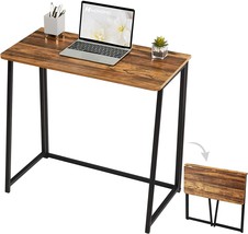 Wohomo Folding Computer Desk, 31.5&quot; Small Writing Desk,, Rustic Walnut - $72.99