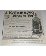 1906 Kalamazoo Stove Heater Furnace Coal Wood Burner Original MI Paper Ad - £6.34 GBP