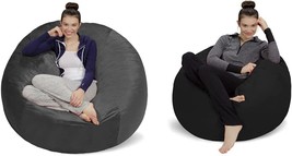 Sofa Sack Plush, Ultra Soft Memory Bean Bag Chair Cover, 5-Feet,, Black 3&#39; - £156.66 GBP