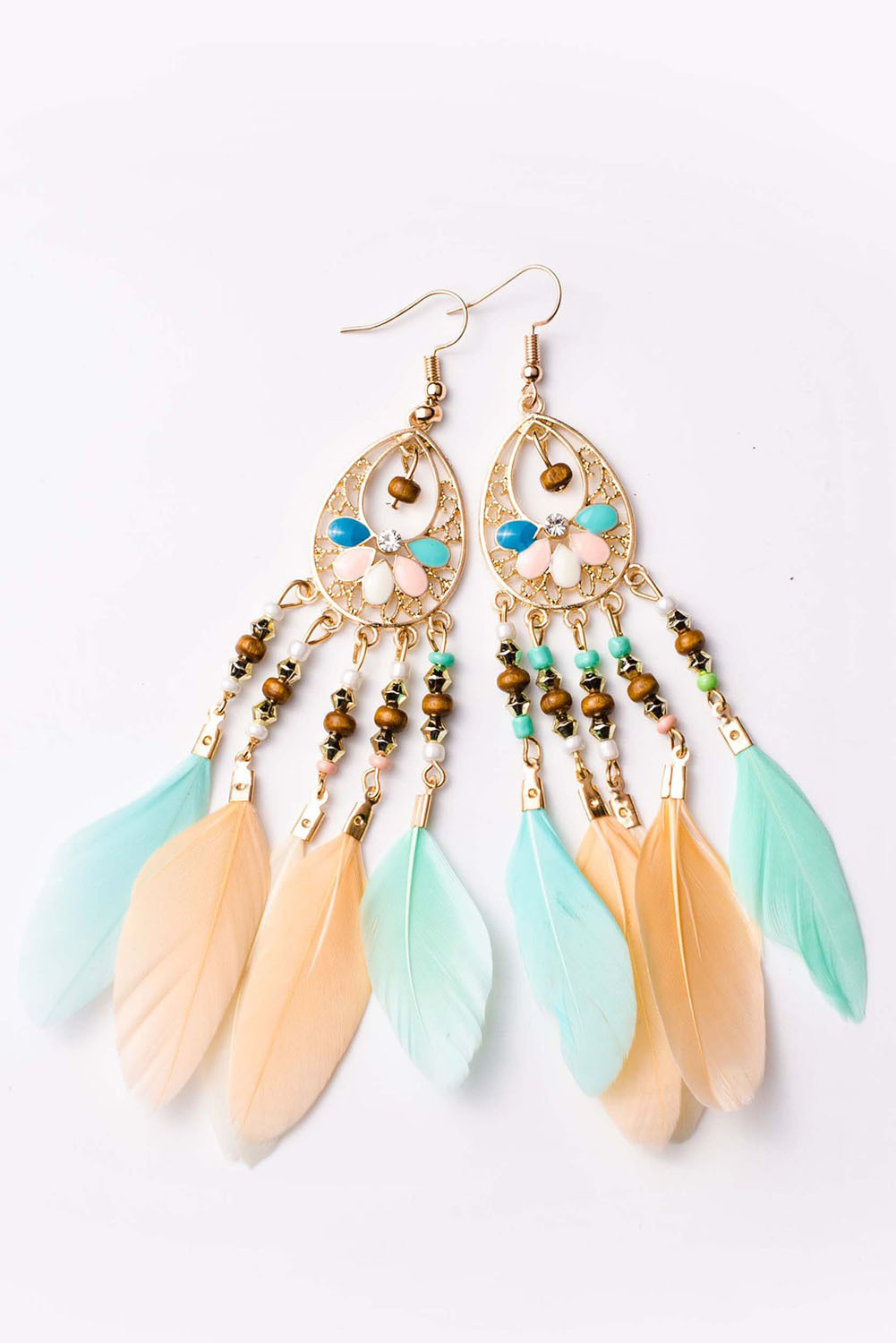 Multicolor Bohemian Hollow-out Feather Tassel Earrings Item image 2
