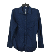 St Johns Bay Shirt Womens Large Blue Polka Dot Long Sleeve Collared Button Up - £12.98 GBP