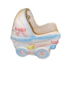 Napcoware Planter Music Box Hand Painted Baby Buggy Carriage gift shower... - $24.64 CAD