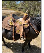 Western Saddle Argentinian Leather Sun Flower Tooled Western Barrel Hors... - $424.12+
