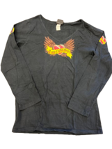 Harley Davidson Womens Black Heart Wings Cotton V Neck Long Sleeve T Shi... - £23.37 GBP