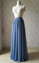 DUSTY BLUE Tulle Maxi Skirt Bridesmaid Floor Length Tulle Skirt Outfit image 10