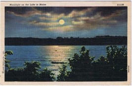 Maine Postcard Moonlight On The Lake Curt Teich - $2.05