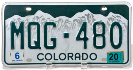 Colorado License Plate- MQG-480 -Green White Mountains-Stickers-Expired ... - $7.50