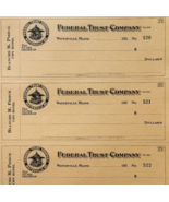 1920 Federal Trust Checks Lot of 3 City Hotel Waterville Maine 520-522 F... - €25,82 EUR 1920 Federal Trust Checks Lot of 3 City Hotel Waterville Maine 520-522 F... - €25,82 EUR