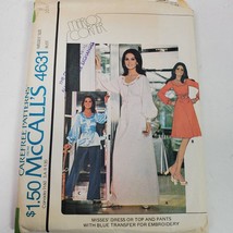 Vintage 1975 McCall&#39;s 4631 Sewing Pattern Marlo Thomas Dress Top Pants 6... - £4.67 GBP