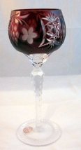 Marsala Ruby Red Wine Hock Goblet Lead Cystal Ajka Crystal Hungary Cut Grapes &amp;  - £86.15 GBP