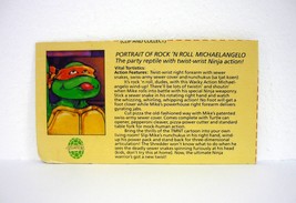 TMNT Rock &#39;N Roll Michaelangelo Bio File Card Vintage Action Figure Part 1989 - £3.14 GBP