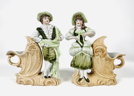 Two antique porcelain figurines as a vase in a romantic atmosphere - £101.44 GBP