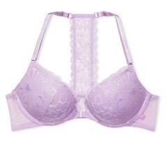 40C Lilac Purple Lace Front Close Extreme Lift Victorias Secret Plunge PU UW Bra - £31.63 GBP