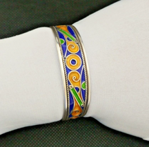 Kabyle Bracelet Silver Berber Enamel Moroccan Cuff Vintage Tribal Antiqu... - £70.85 GBP