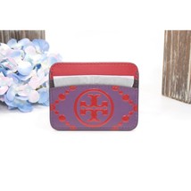 Tory Burch Wild Thistle Red Leather Colorblock Logo Card Case Mini Walle... - £110.66 GBP