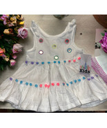 NWT Kids Headquarters Girls Size 4T Dress White Sleeveless Polka dot pom... - £14.27 GBP