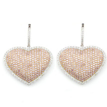 3.31ct Fancy Intense Pink Diamonds Earrings 18K All Natural 12 Grams White Gold - £9,294.35 GBP