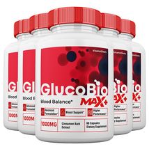 5 Pack GlucoBio Max + Blood Support Capsules, 2X Higher Strength, GlucoB... - $121.98