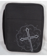 Dicksons Large Bible Cover Carrying Case Black Gray Cross Zippered Handle - $253.96 MXN