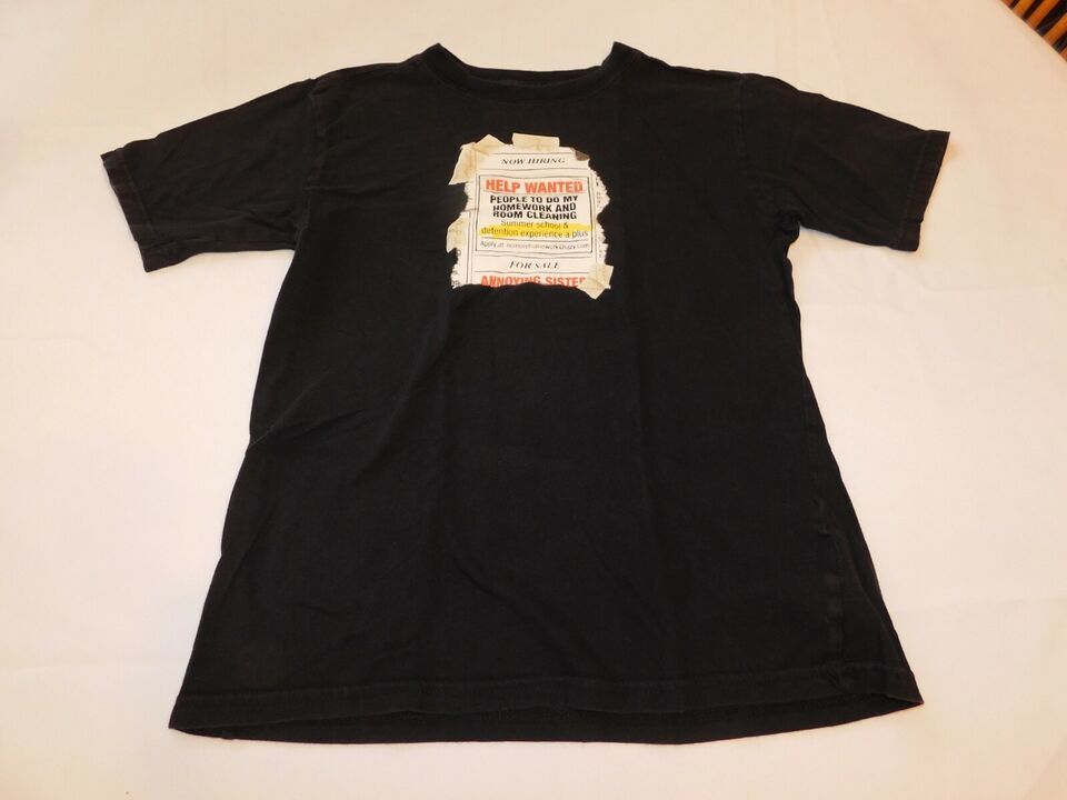 Faded Glory Youth Boys T Shirt Short Sleeve Size S 6/7 Black &quot;Help Wante... - $10.09