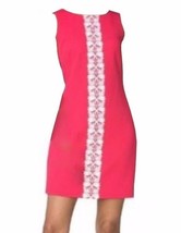Chaps by Ralph Lauren Misses Lace Trim Pink Rose Coral Jacquard Sheath Dress 8 - £55.94 GBP