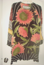 Nothing Matches Sunflower Black Stripe Tunic Top Sz.2 Sheer Crinkle  - £36.49 GBP