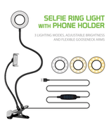 CELLET USB Powered LED Ring Light and Phone Holder w/ 3 Lighting Modes - £14.73 GBP