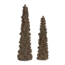Pine Cone Tree (Set of 2) 15&quot;H, 19&quot;H Resin - £50.31 GBP