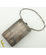 Antique Silverplate WM &amp; Co Vanity Compact Card Holder w/ Chain Nice Detail - $132.65